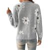 imageSweatyRocks Womens Floral Print Long Sleeve Button Down Cardigans Sweater Casual Drop Shoulder V Neck OutwearGrey