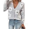 imageSweatyRocks Womens Floral Print Long Sleeve Button Down Cardigans Sweater Casual Drop Shoulder V Neck OutwearGrey