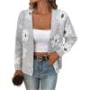 imageSweatyRocks Womens Floral Print Long Sleeve Button Down Cardigans Sweater Casual Drop Shoulder V Neck OutwearGrey