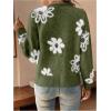 imageSweatyRocks Womens Floral Print Long Sleeve Button Down Cardigans Sweater Casual Drop Shoulder V Neck OutwearOlive Green