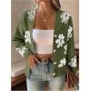 imageSweatyRocks Womens Floral Print Long Sleeve Button Down Cardigans Sweater Casual Drop Shoulder V Neck OutwearOlive Green