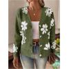 imageSweatyRocks Womens Floral Print Long Sleeve Button Down Cardigans Sweater Casual Drop Shoulder V Neck OutwearOlive Green