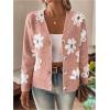 imageSweatyRocks Womens Floral Print Long Sleeve Button Down Cardigans Sweater Casual Drop Shoulder V Neck OutwearPink