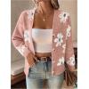 imageSweatyRocks Womens Floral Print Long Sleeve Button Down Cardigans Sweater Casual Drop Shoulder V Neck OutwearPink