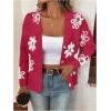 imageSweatyRocks Womens Floral Print Long Sleeve Button Down Cardigans Sweater Casual Drop Shoulder V Neck OutwearRed