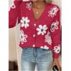 imageSweatyRocks Womens Floral Print Long Sleeve Button Down Cardigans Sweater Casual Drop Shoulder V Neck OutwearRed