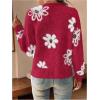 imageSweatyRocks Womens Floral Print Long Sleeve Button Down Cardigans Sweater Casual Drop Shoulder V Neck OutwearRed