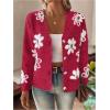 imageSweatyRocks Womens Floral Print Long Sleeve Button Down Cardigans Sweater Casual Drop Shoulder V Neck OutwearRed