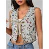 imageSweatyRocks Womens Floral Print Vest Tie Front V Neck Sleeveless Crop Vest OuterwearMulticolor
