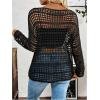 imageSweatyRocks Womens Hollow Out Scoop Neck Sweater Crochet Knitted Tops Long Sleeve Pullover Sweater TopsBlack
