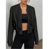imageSweatyRocks Womens Lightweight Jackets Casual Basic Zip Up Cropped Bomber JacketBlack