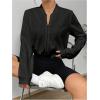 imageSweatyRocks Womens Lightweight Jackets Casual Basic Zip Up Cropped Bomber JacketBlack