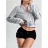 imageSweatyRocks Womens Lightweight Jackets Casual Basic Zip Up Cropped Bomber JacketLight Grey