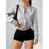 imageSweatyRocks Womens Lightweight Jackets Casual Basic Zip Up Cropped Bomber JacketLight Grey
