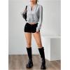 imageSweatyRocks Womens Lightweight Jackets Casual Basic Zip Up Cropped Bomber JacketLight Grey