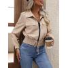 imageSweatyRocks Womens Long Sleeve Collar Zip Up Shirred Drawstring Hem Jackets Casual Flap Pocket Coat OuterwearKhaki