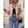 imageSweatyRocks Womens Long Sleeve Collar Zip Up Shirred Drawstring Hem Jackets Casual Flap Pocket Coat OuterwearKhaki