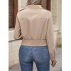 imageSweatyRocks Womens Long Sleeve Collar Zip Up Shirred Drawstring Hem Jackets Casual Flap Pocket Coat OuterwearKhaki