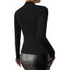 imageSweatyRocks Womens Long Sleeve Shirts Fitted Pearls Decro Mock Neck Knit Sweater Pullovers TopsBlack