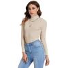 imageSweatyRocks Womens Long Sleeve Turtleneck Ribbed Knit Pullover Sweater TopBeige