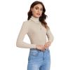 imageSweatyRocks Womens Long Sleeve Turtleneck Ribbed Knit Pullover Sweater TopBeige