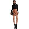 imageSweatyRocks Womens Long Sleeve Turtleneck Ribbed Knit Pullover Sweater TopBlack