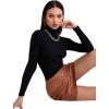 imageSweatyRocks Womens Long Sleeve Turtleneck Ribbed Knit Pullover Sweater TopBlack