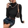 imageSweatyRocks Womens Long Sleeve Turtleneck Ribbed Knit Pullover Sweater TopBlack Solid