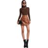 imageSweatyRocks Womens Long Sleeve Turtleneck Ribbed Knit Pullover Sweater TopCoffee Brown