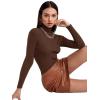 imageSweatyRocks Womens Long Sleeve Turtleneck Ribbed Knit Pullover Sweater TopCoffee Brown