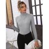 imageSweatyRocks Womens Long Sleeve Turtleneck Ribbed Knit Pullover Sweater TopGrey