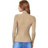 imageSweatyRocks Womens Long Sleeve Turtleneck Ribbed Knit Pullover Sweater TopKhaki