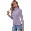 imageSweatyRocks Womens Long Sleeve Turtleneck Ribbed Knit Pullover Sweater TopLilac Purple