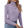imageSweatyRocks Womens Long Sleeve Turtleneck Ribbed Knit Pullover Sweater TopLilac Purple