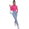imageSweatyRocks Womens Long Sleeve Turtleneck Ribbed Knit Pullover Sweater TopPink
