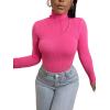 imageSweatyRocks Womens Long Sleeve Turtleneck Ribbed Knit Pullover Sweater TopPink