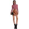 imageSweatyRocks Womens Long Sleeve Turtleneck Ribbed Knit Pullover Sweater TopPlain Pink