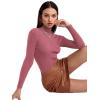 imageSweatyRocks Womens Long Sleeve Turtleneck Ribbed Knit Pullover Sweater TopPlain Pink