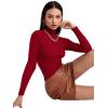 imageSweatyRocks Womens Long Sleeve Turtleneck Ribbed Knit Pullover Sweater TopRed
