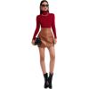 imageSweatyRocks Womens Long Sleeve Turtleneck Ribbed Knit Pullover Sweater TopRed