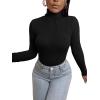 imageSweatyRocks Womens Long Sleeve Turtleneck Ribbed Knit Pullover Sweater TopSolid Black
