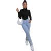 imageSweatyRocks Womens Long Sleeve Turtleneck Ribbed Knit Pullover Sweater TopSolid Black