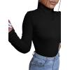 imageSweatyRocks Womens Long Sleeve Turtleneck Ribbed Knit Pullover Sweater TopSolid Black