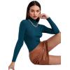 imageSweatyRocks Womens Long Sleeve Turtleneck Ribbed Knit Pullover Sweater TopSolid Blue