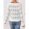imageSweatyRocks Womens Off Shoulder Sweater Hollow Out Ribbed Knit Long Sleeve Pullover TopsWhite