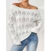 imageSweatyRocks Womens Off Shoulder Sweater Hollow Out Ribbed Knit Long Sleeve Pullover TopsWhite