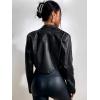imageSweatyRocks Womens PU Leather Cropped Coat Casual Button Front Jacket with Bust PocketBlack