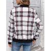 imageSweatyRocks Womens Plaid Zip Up Bomber Jacket Collared Long Sleeve Outerwear CoatWhite Red