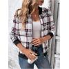 imageSweatyRocks Womens Plaid Zip Up Bomber Jacket Collared Long Sleeve Outerwear CoatWhite Red