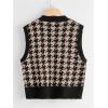 imageSweatyRocks Womens Sleeveless V Neck Knit Sweater Vest Houndstooth Crop Tank TopApricot